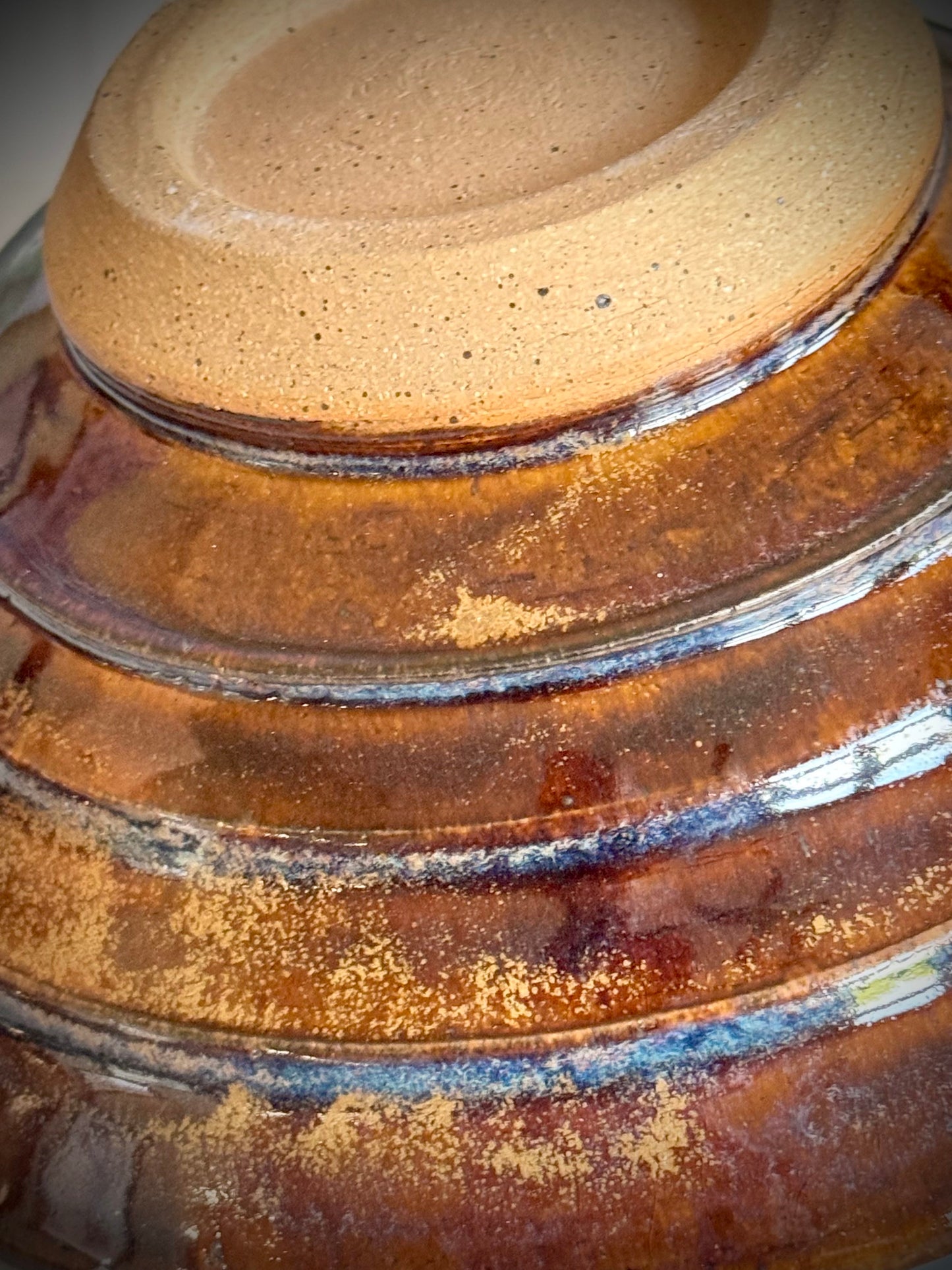 Ramen Bowl - Brown w/blue Tiered