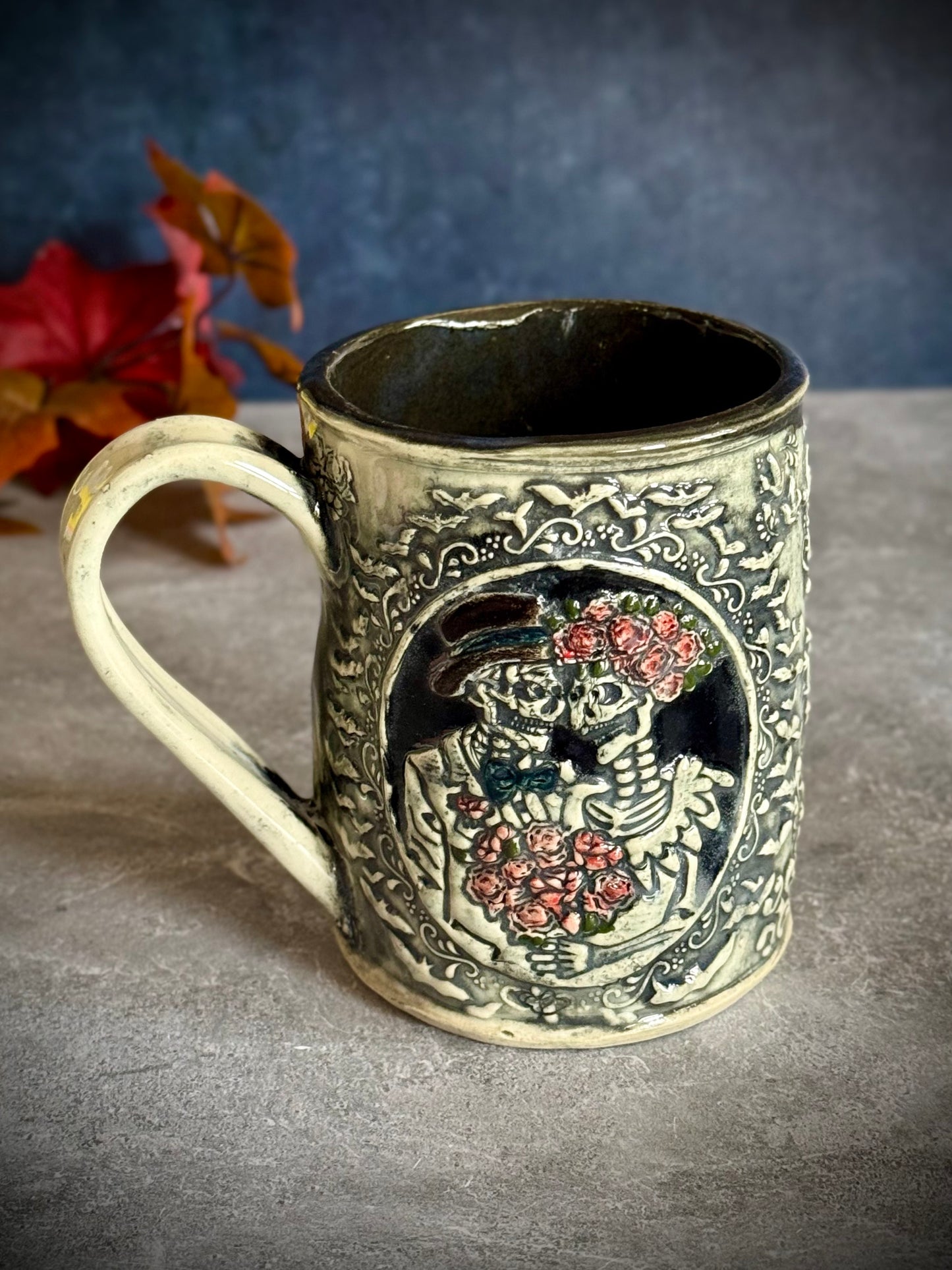 Day of the Dead Skeleton Couple Mug –Antique Finish