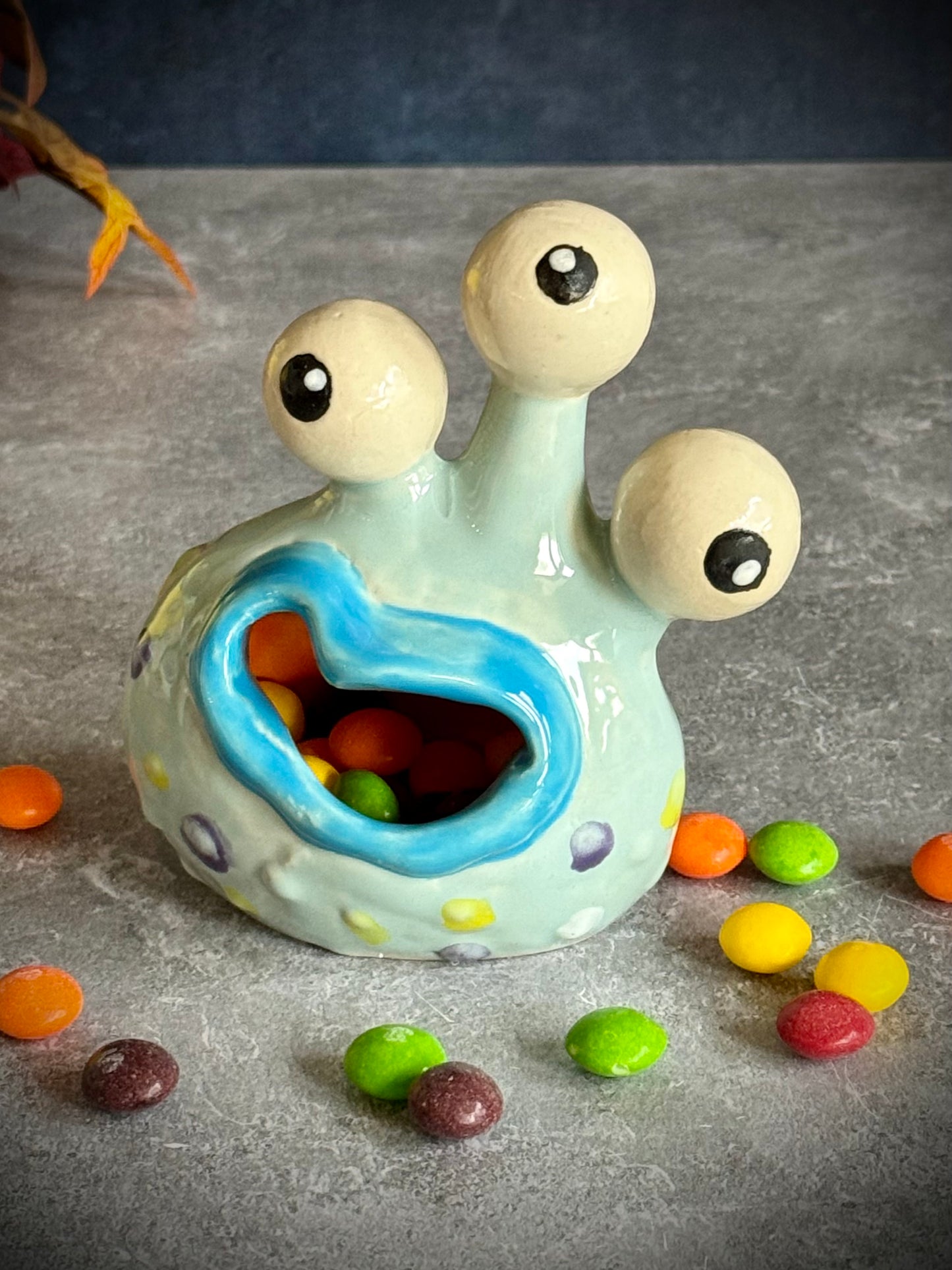 Monster Candy Shaker – Blue Polka Dot