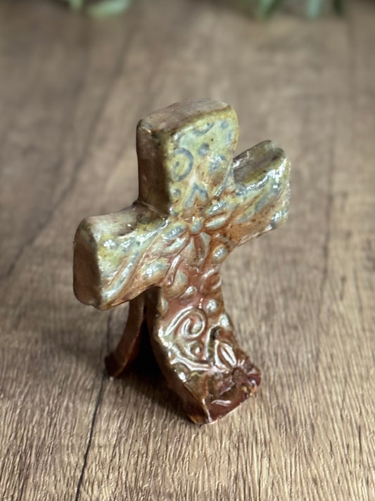 Faith and Flame - Ceramic Cross