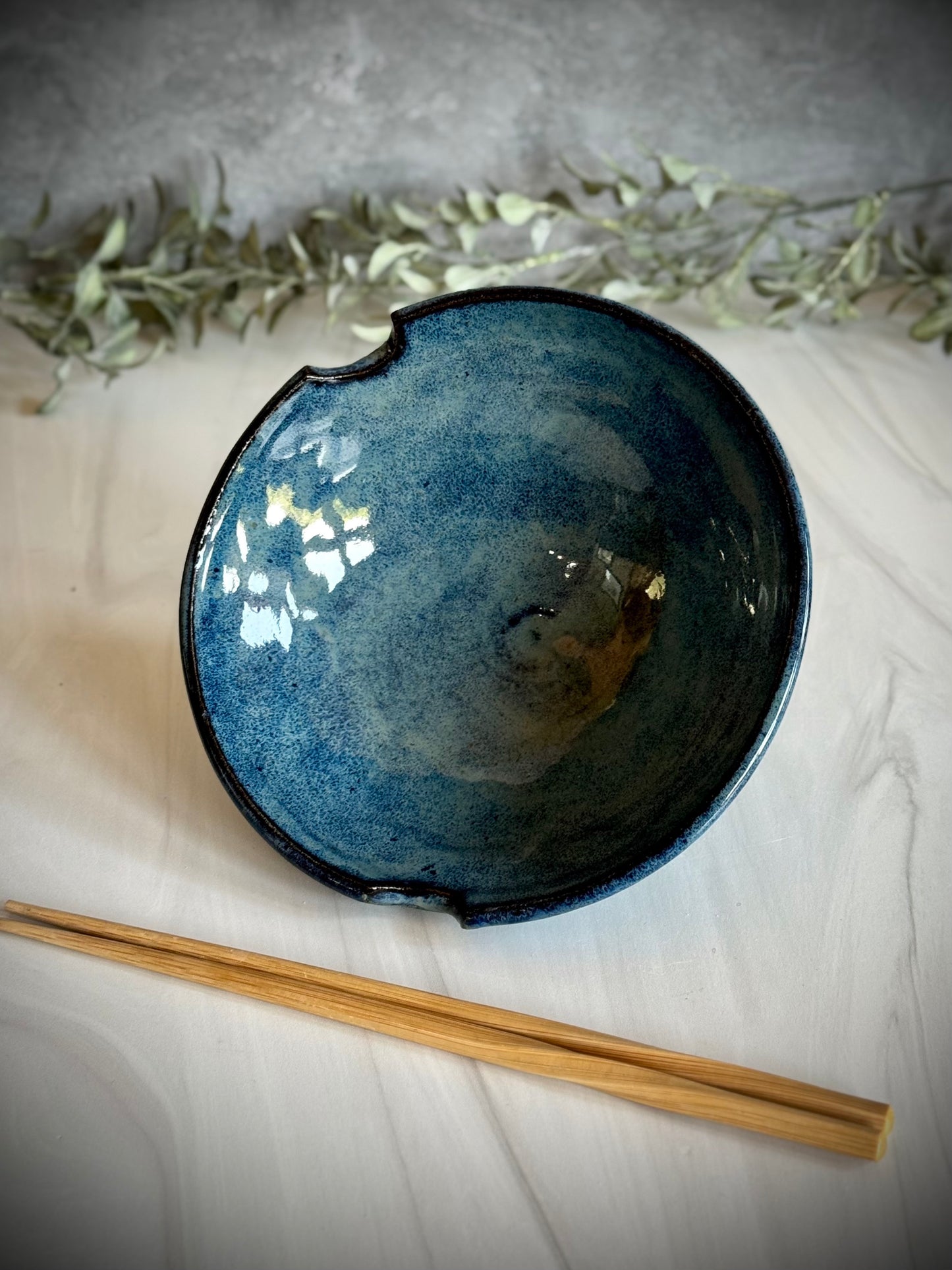 Ramen Bowl - blue Matte finish Outside