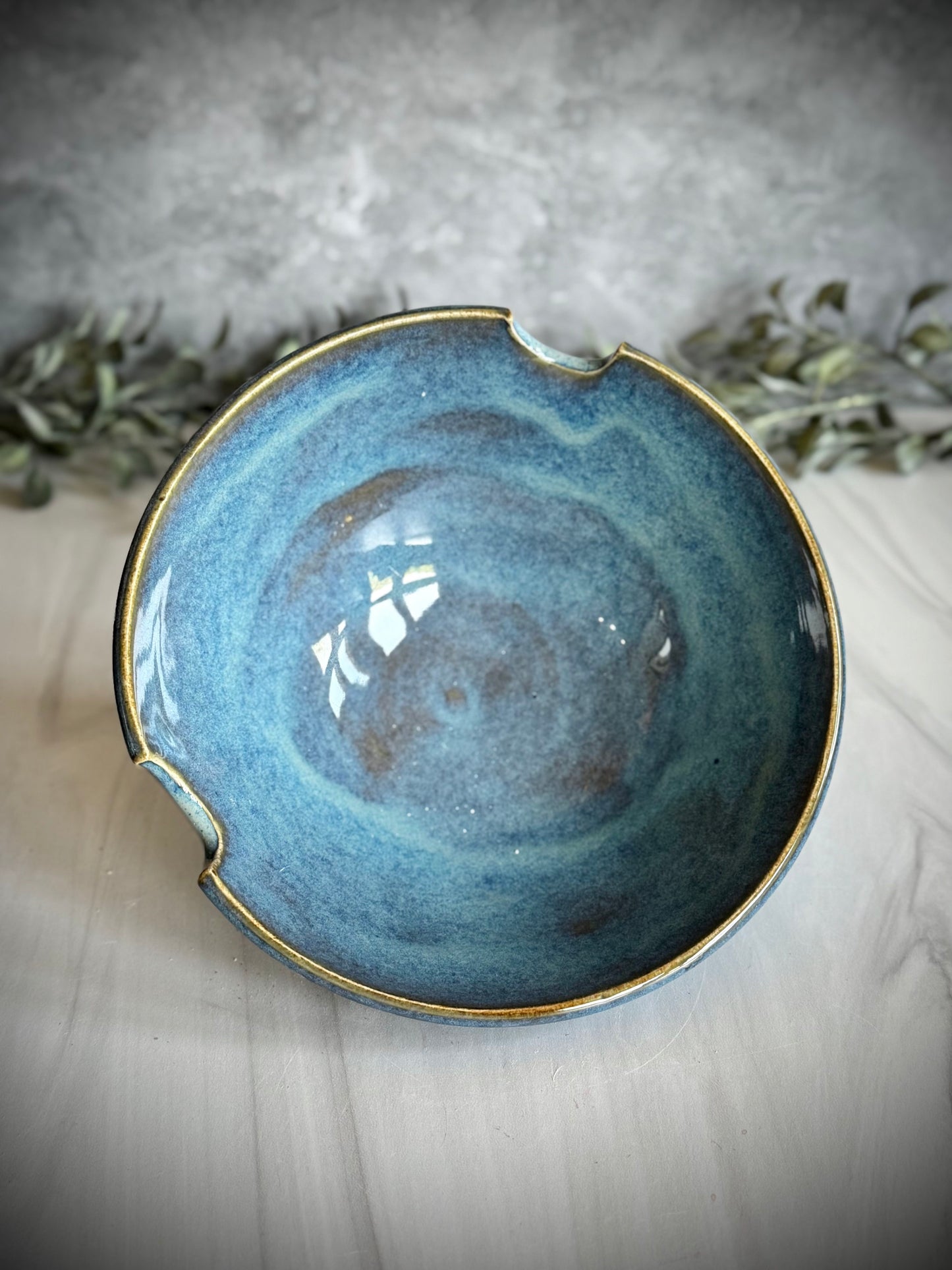 Ramen Bowl - Light Blue Carved