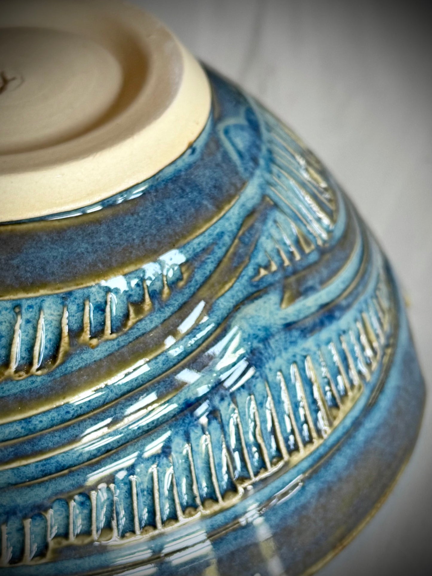 Ramen Bowl - Light Blue Carved