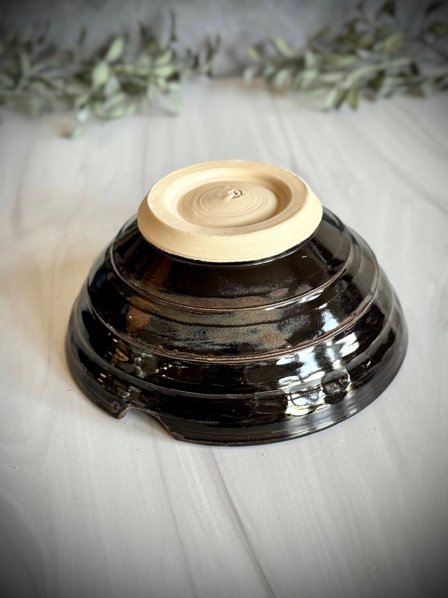 Ramen Bowl - Black with Blue and Rust - Tiered