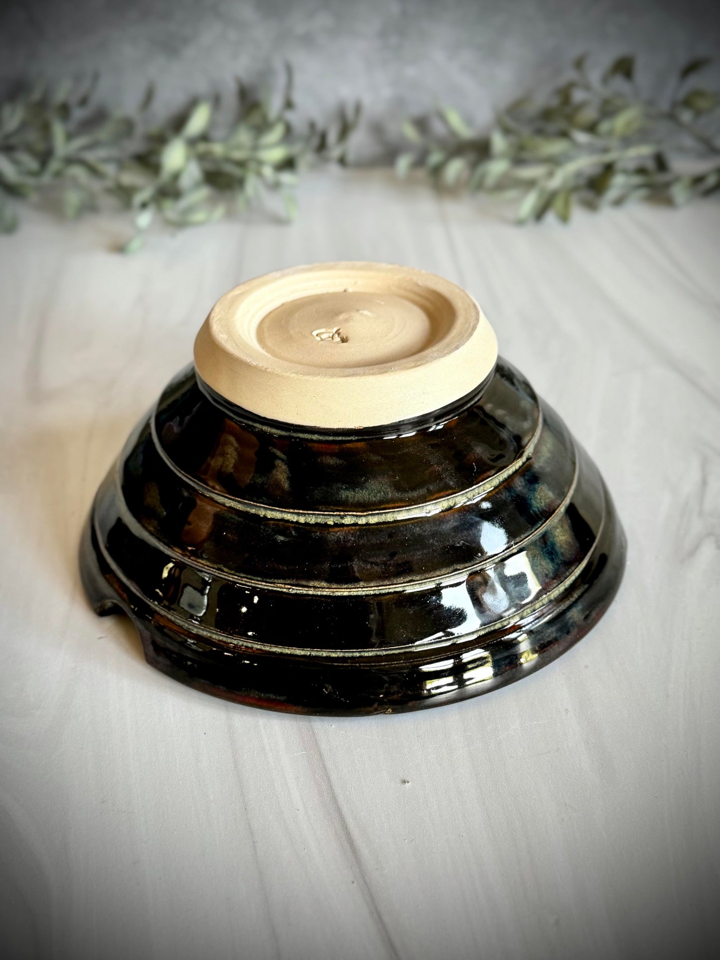 Ramen Bowl - Black with Green/blue