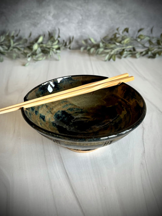 Ramen Bowl - Tortoise Shell Hand Carved