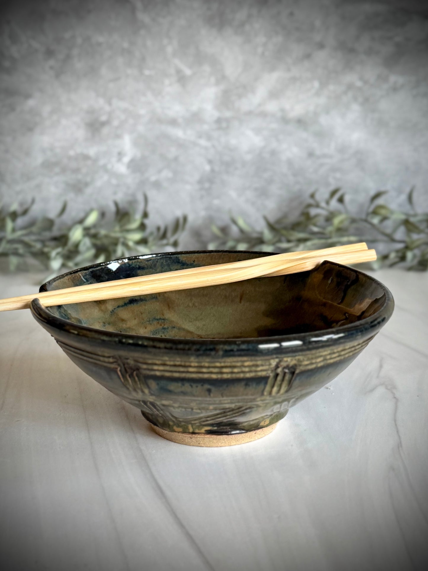 Ramen Bowl - Tortoise Shell Hand Carved