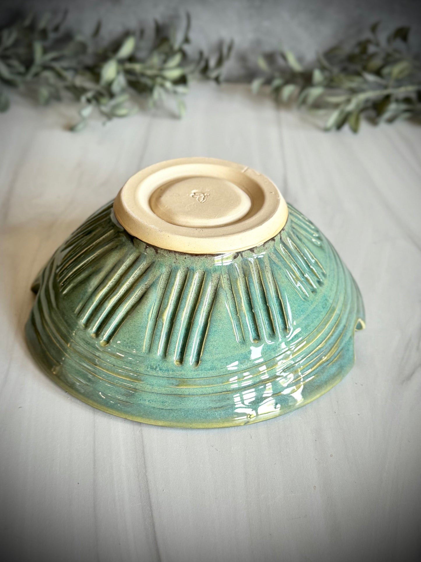 Ramen Bowl - Turquoise Hand Carved