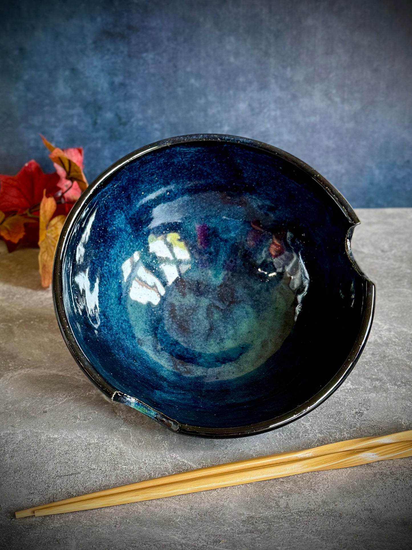 Blue and Copper Ramen Bowl