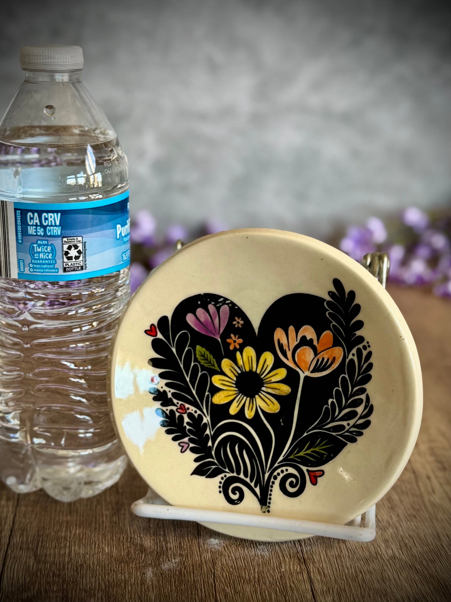 Round Floral Heart Plate