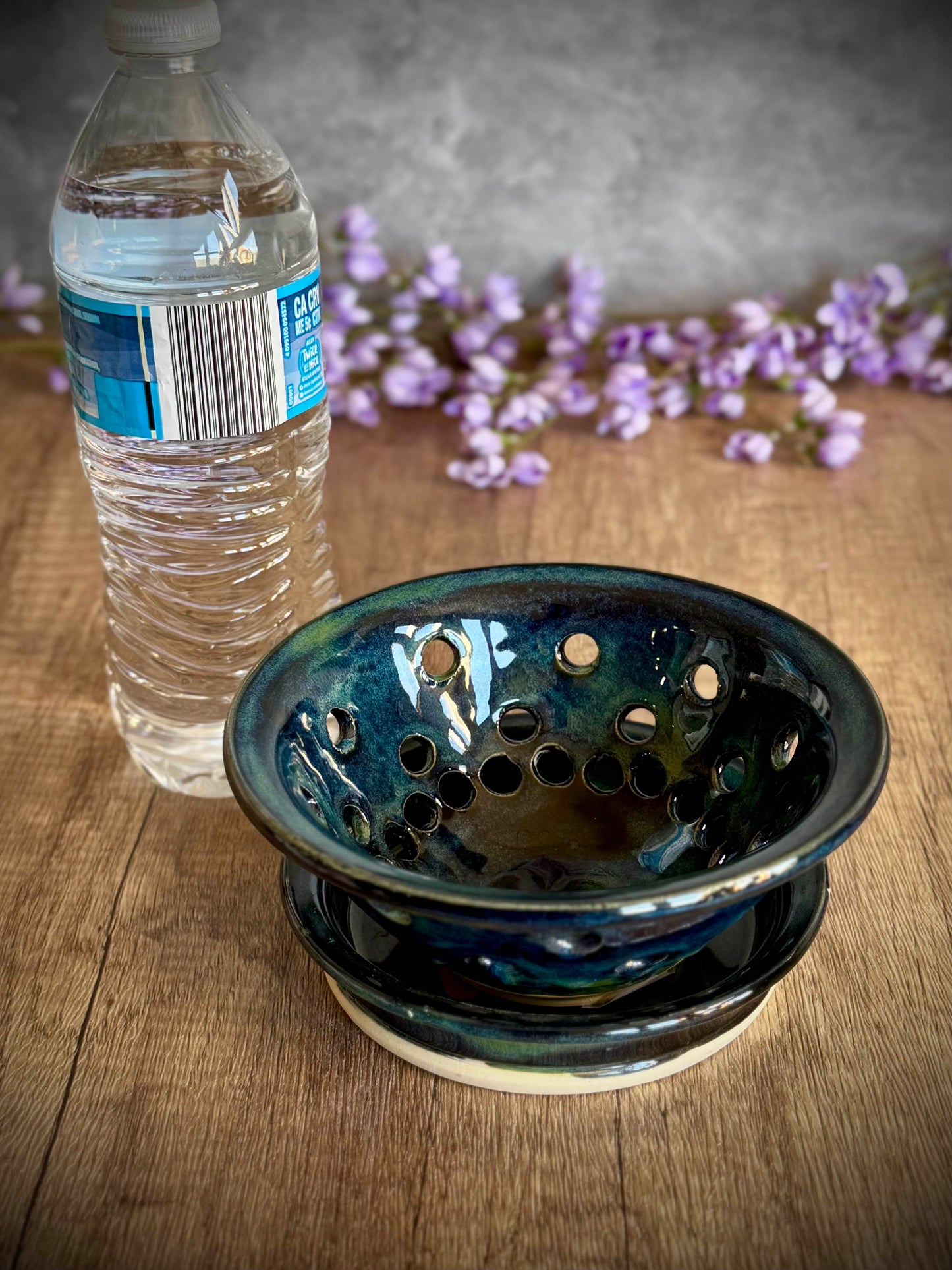 Small Berry Bowl with Matching Plate – Blue and Green