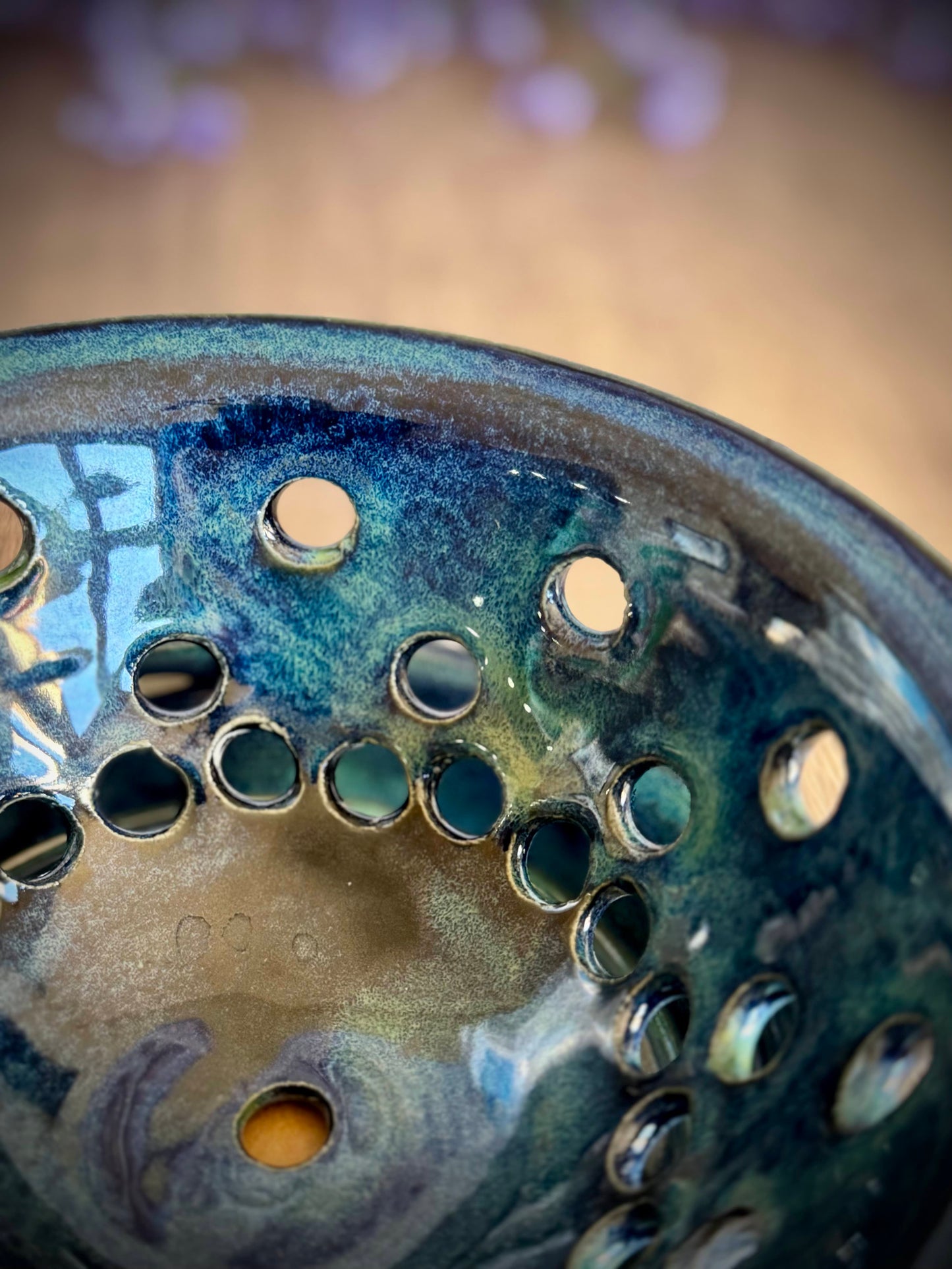 Small Berry Bowl with Matching Plate – Blue and Green